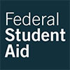 "Federal Student Aid" in white font on a dark background